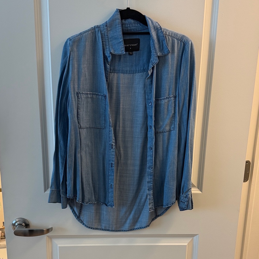 Blue Button-Up Denim Shirt